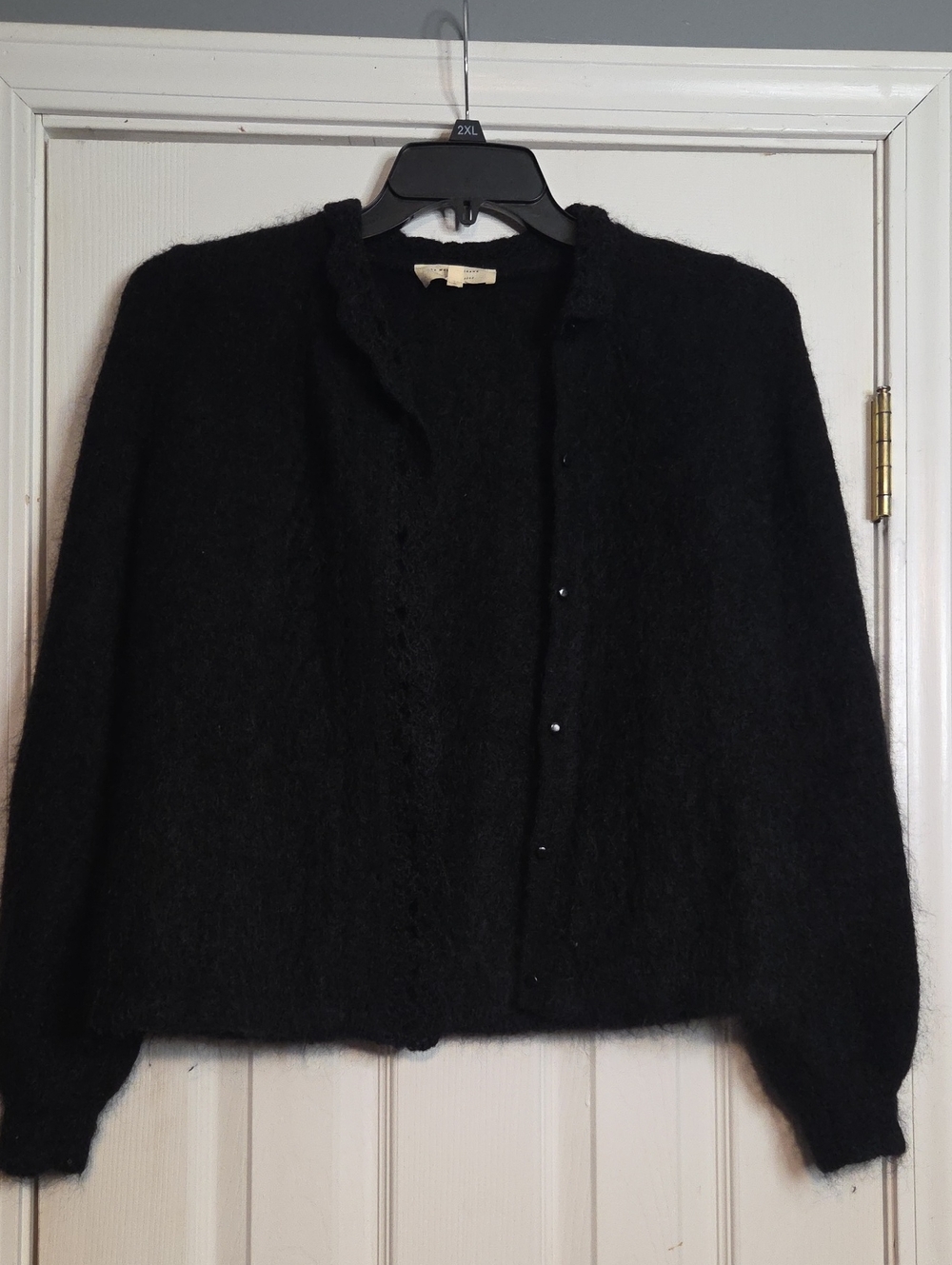 Sezane Black Mohair Snd Wool Blend Button-Front Cardigan